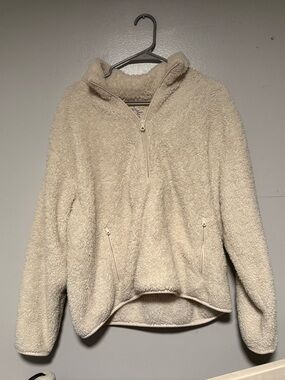 aerie Cream Sherpa Half-Zip Pullover